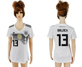 Wholesale Cheap Women\'s Germany #13 Ballack White Home Soccer Country Jersey
