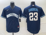 Wholesale Cheap Men's Chicago Cubs #23 Ryne Sandberg Navy City Connect Cool Base Stitched Jersey