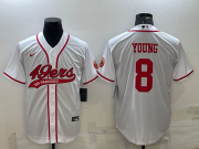 Wholesale Cheap Men's San Francisco 49ers #8 Steve Young White With Patch Cool Base Stitched Baseball Jersey