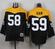 Wholesale Cheap Mitchell And Ness 1967 Steelers #59 Jack Ham Black/Yelllow Throwback Men's Stitched NFL Jersey