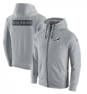 Wholesale Cheap Men\'s Miami Dolphins Nike Ash Gridiron Gray 2.0 Full-Zip Hoodie
