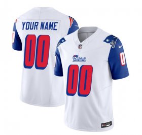 Wholesale Cheap Men\'s New England Patriots Active Player Custom White Blue 2023 F.U.S.E. Throwback Limited Football Stitched Jersey