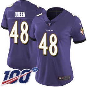 Wholesale Cheap Nike Ravens #48 Patrick Queen Purple Team Color Women\'s Stitched NFL 100th Season Vapor Untouchable Limited Jersey