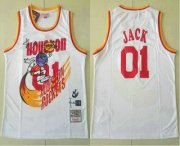 Wholesale Cheap Travis Scott X Br X Mitchell Ness Houston Rockets #01 Jack White Basketball Swingman Stitched Throwback Jersey