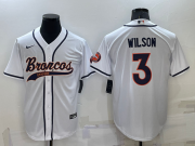 Wholesale Men's Denver Broncos #3 Russell Wilson White Stitched Cool Base Nike Baseball Jersey