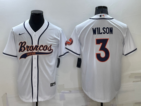 Wholesale Men\'s Denver Broncos #3 Russell Wilson White Stitched Cool Base Nike Baseball Jersey