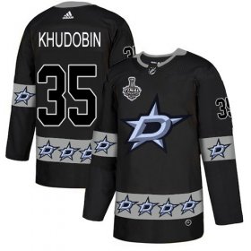 Wholesale Cheap Adidas Stars #35 Anton Khudobin Black Authentic Team Logo Fashion 2020 Stanley Cup Final Stitched NHL Jersey