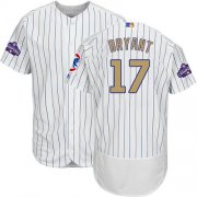 Wholesale Cheap Cubs #17 Kris Bryant White(Blue Strip) Flexbase Authentic 2017 Gold Program Stitched MLB Jersey