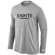 Wholesale Cheap Nike New Orleans Saints Authentic Font Long Sleeve T-Shirt Grey