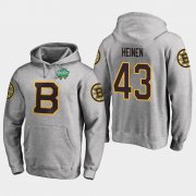 Wholesale Cheap Bruins #43 Danton Heinen Gray 2018 Winter Classic Fanatics Primary Logo Hoodie
