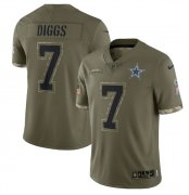 Wholesale Cheap Men's Dallas Cowboys #7 Trevon Diggs 2022 Olive Salute To Service Limited Stitched Jersey