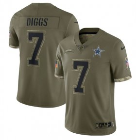 Wholesale Cheap Men\'s Dallas Cowboys #7 Trevon Diggs 2022 Olive Salute To Service Limited Stitched Jersey