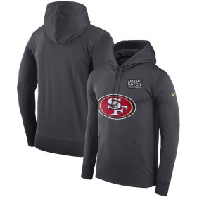 Wholesale Cheap NFL Men\'s San Francisco 49ers Nike Anthracite Crucial Catch Performance Pullover Hoodie