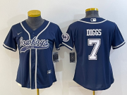 Wholesale Cheap Women's Dallas Cowboys #7 Trevon Diggs Navy Blue With Patch Cool Base Stitched Baseball Jersey