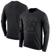 Wholesale Cheap Men's Carolina Panthers Nike Black Salute to Service Sideline Legend Performance Long Sleeve T-Shirt