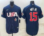 Cheap Men's USA Baseball #15 Bobby Witt Jr 2023 Navy World Baseball Classic Stitched Jersey