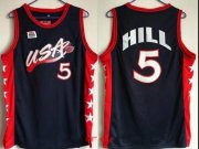 Wholesale Cheap 1996 Olympics Team USA Men's #5 Grant Hill Navy Blue Stitched Basketball Swingman Jersey