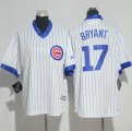 Wholesale Cheap Cubs #17 Kris Bryant White(Blue Strip) Cooperstown Stitched Youth MLB Jersey