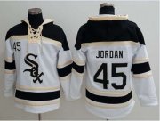 Wholesale Cheap White Sox #45 Michael Jordan White Sawyer Hooded Sweatshirt MLB Hoodie