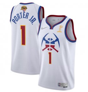 Wholesale Cheap Men\'s Denver Nuggets #1 Michael Porter Jr. White 2023 Finals Earned Edition Stitched Basketball Jersey