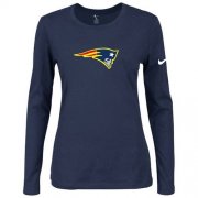 Wholesale Cheap Women's Nike New England Patriots Of The City Long Sleeve Tri-Blend NFL T-Shirt Dark Blue-2