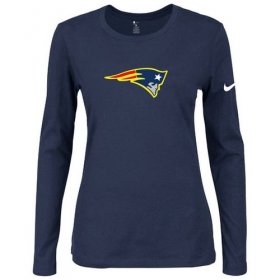 Wholesale Cheap Women\'s Nike New England Patriots Of The City Long Sleeve Tri-Blend NFL T-Shirt Dark Blue-2