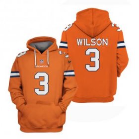 Wholesale Cheap Men\'s Denver Broncos #3 Russell Wilson Orange Pullover Hoodie