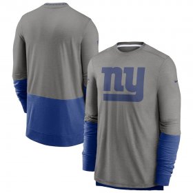 Wholesale Cheap New York Giants Nike Sideline Player Performance Long Sleeve T-Shirt Heathered Gray Royal