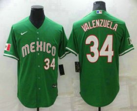 Cheap Men\'s Mexico Baseball #34 Fernando Valenzuela Number Green 2023 World Baseball Classic Stitched Jersey