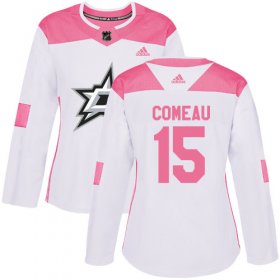 Cheap Adidas Stars #15 Blake Comeau White/Pink Authentic Fashion Women\'s Stitched NHL Jersey