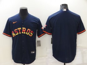Wholesale Cheap Men\'s Houston Astros Blank Navy Blue Rainbow Stitched MLB Cool Base Nike Jersey