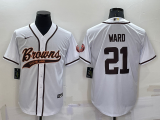 Wholesale Cheap Men's Cleveland Browns #21 Denzel Ward White Stitched Cool Base Nike Baseball Jersey