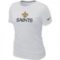 Wholesale Cheap Women's Nike New Orleans Saints Authentic Logo T-Shirt White