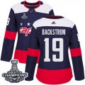 Wholesale Cheap Adidas Capitals #19 Nicklas Backstrom Navy Authentic 2018 Stadium Series Stanley Cup Final Champions Women's Stitched NHL Jersey