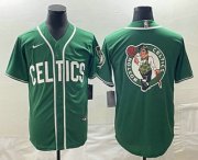 Cheap Men's Boston Celtics Big Logo Green Stitched Baseball Jersey