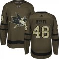Wholesale Cheap Adidas Sharks #48 Tomas Hertl Green Salute to Service Stitched Youth NHL Jersey