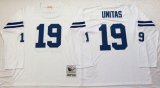 Wholesale Cheap Mitchell And Ness Colts #19 Johnny Unitas White Throwback Stitched NFL Jersey