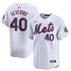 Cheap Men\'s New York Mets #40 Luis Severino White 2024 Home Limited Stitched Baseball Jersey