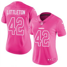 Wholesale Cheap Nike Raiders #42 Cory Littleton Pink Women\'s Stitched NFL Limited Rush Fashion Jersey