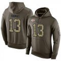 Wholesale Cheap NFL Men's Nike Kansas City Chiefs #13 De'Anthony Thomas Stitched Green Olive Salute To Service KO Performance Hoodie