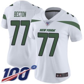 Wholesale Cheap Nike Jets #77 Mekhi Becton White Women\'s Stitched NFL 100th Season Vapor Untouchable Limited Jersey