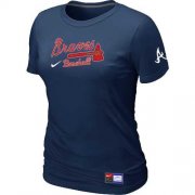 Wholesale Cheap Women's Atlanta Braves Nike Short Sleeve Practice MLB T-Shirt Midnight Blue