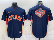 Wholesale Cheap Men's Houston Astros Navy Blue Champions Big Logo Stitched MLB Cool Base Nike Jersey
