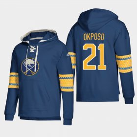 Wholesale Cheap Buffalo Sabres #21 Kyle Okposo Navy adidas Lace-Up Pullover Hoodie
