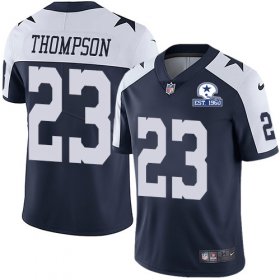 Wholesale Cheap Nike Cowboys #23 Darian Thompson Navy Blue Thanksgiving Men\'s Stitched With Established In 1960 Patch NFL Vapor Untouchable Limited Throwback Jersey