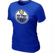 Wholesale Cheap Women's NHL Edmonton Oilers Big & Tall Logo T-Shirt Blue