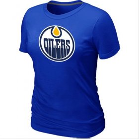 Wholesale Cheap Women\'s NHL Edmonton Oilers Big & Tall Logo T-Shirt Blue
