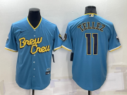 Wholesale Cheap Men's Milwaukee Brewers #11 Rowdy Tellez Blue 2022 City Connect Cool Base Stitched Jersey