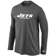 Wholesale Cheap Nike New York Jets Authentic Font Long Sleeve T-Shirt Dark Grey