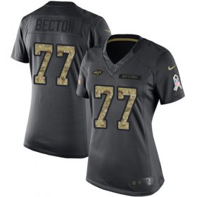 Wholesale Cheap Nike Jets #77 Mekhi Becton Black Women\'s Stitched NFL Limited 2016 Salute to Service Jersey